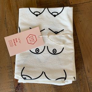 NWT Handprinted Boobie Tea Towel from Confetti Riot